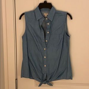 J Crew denim tie top